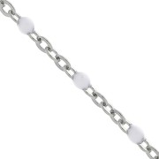 Chain with 2mm epoxy resin beads - Stainless steel - White x1m