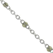 Chain with 2mm epoxy resin beads - Stainless steel - Glittery Gold x1m