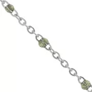 Chain with 2mm epoxy resin beads - Stainless steel - Glittery Gold x1m