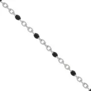 Chain with 2mm epoxy resin beads - Stainless steel - Black x1m