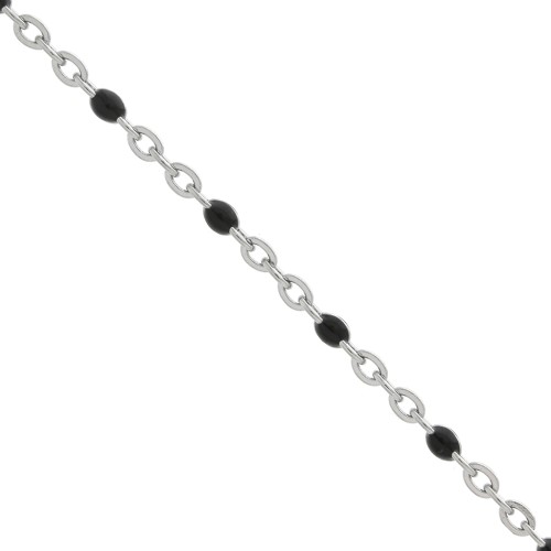 Chain with 2mm epoxy resin beads - Stainless steel - Black x1m