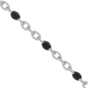 Chain with 2mm epoxy resin beads - Stainless steel - Black x1m
