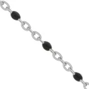 Chain with 2mm epoxy resin beads - Stainless steel - Black x1m
