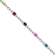 Chain with 2mm epoxy resin beads - Stainless steel - Neon Multicolored x1m|raw }}