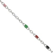 Chain with 2mm epoxy resin beads - Stainless steel - Multicolored x1m|raw }}