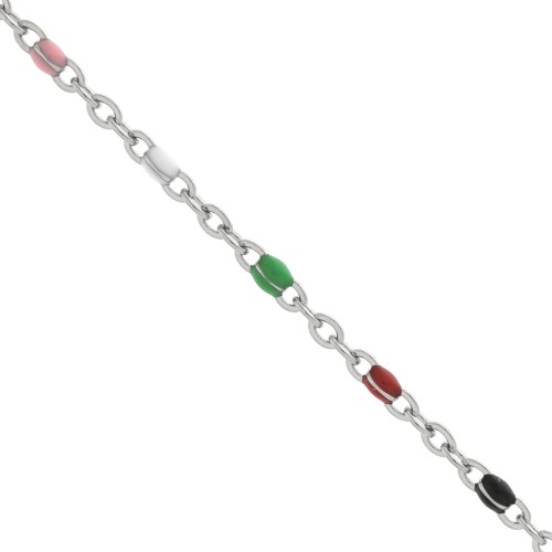 Chain with 2mm epoxy resin beads - Stainless steel - Multicolored x1m