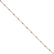 Chain with 2mm epoxy resin beads - Gold plated stainless steel - Violet x1m|raw }}