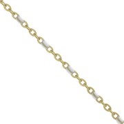 Chain with 2mm epoxy resin beads - Gold plated stainless steel - White x1m|raw }}