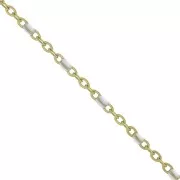 White - Chain with 2mm epoxy resin beads - Gold plated stainless steel - White x1m Chain with 2mm epoxy resin beads - Gold plated stainless steel - White x1m