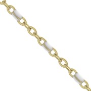 Chain with 2mm epoxy resin beads - Gold plated stainless steel - White x1m