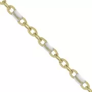 Chain with 2mm epoxy resin beads - Gold plated stainless steel - White x1m