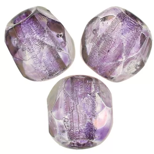 Fire Polished faceted round beads 3mm Crystal Lila Vega Luster x50