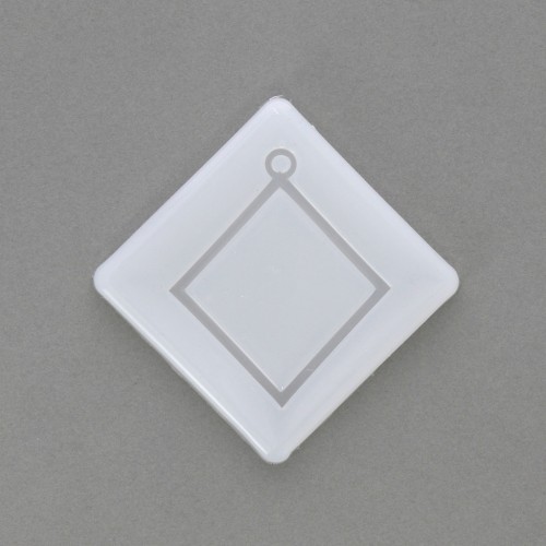 56x48mm Recessed diamond-shaped silicone mold for making resin pendants x1