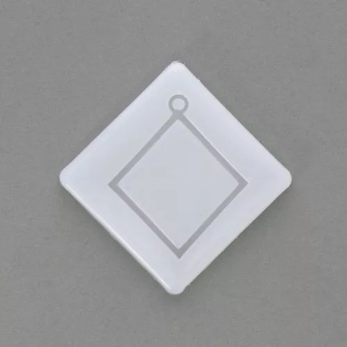 56x48mm Recessed diamond-shaped silicone mold for making resin pendants x1