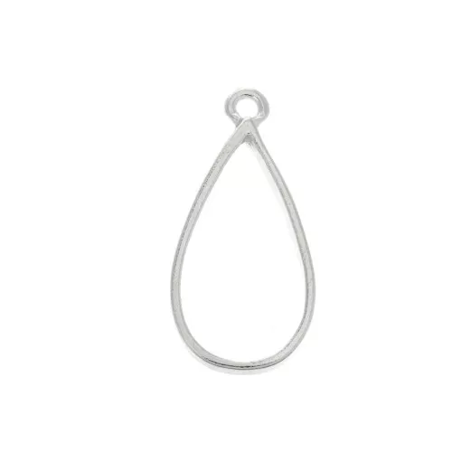 Drop pendant for UV resin and polymer clay 30x14.5 mm - Silver plating finx1