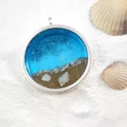 Drop pendant for UV resin and polymer clay 30x14.5 mm - Silver plating finx1