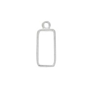 Rectangular pendant for UV resin and polymer clay 25x10 mm -Silver plating finx1|raw }}