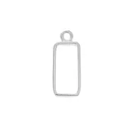 Rectangular pendant for UV resin and polymer clay 25x10 mm -Silver plating finx1