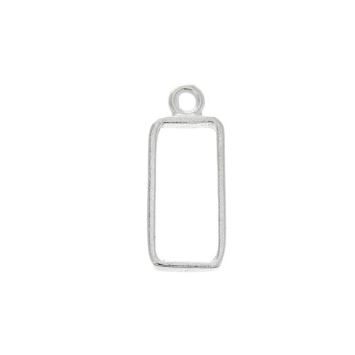 Rectangular pendant for UV resin and polymer clay 25x10 mm -Silver plating finx1