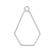 Hexagon pendant for UV resin and polymer clay 35x22.5 mm-Silver plating finx1