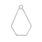 Hexagon pendant for UV resin and polymer clay 35x22.5 mm-Silver plating finx1