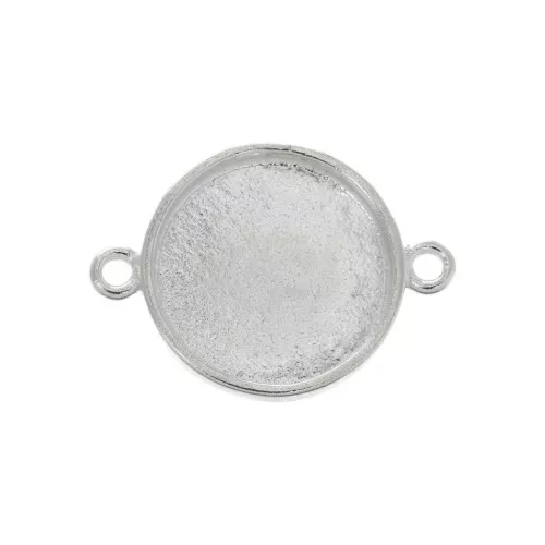 Round setting spacer for flat cabochon 20 mm - Fine silver plated
