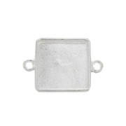 Square setting for cabochon flat bottom 30x20.5mm - Fine silver plated x1