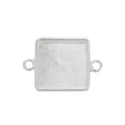 Square setting for cabochon flat bottom 30x20.5mm - Fine silver plated x1