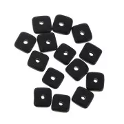 6.3mm Ceramic Heishi square beads - 6.3 mm - Black mat x20