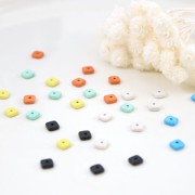 6.3mm Ceramic Heishi square beads - 6.3 mm - Black mat x20