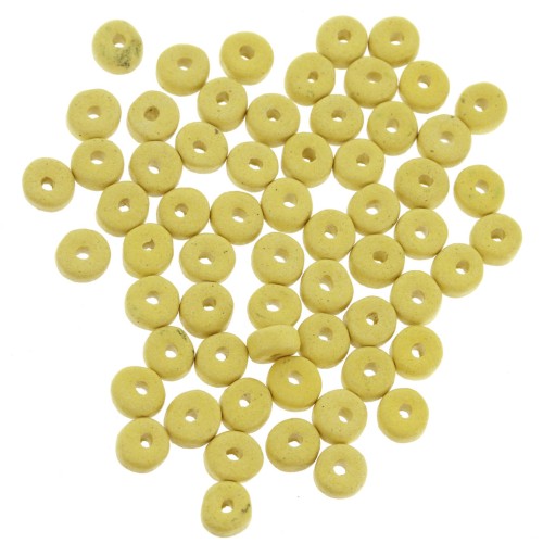 Heishi ceramic rondelle beads 5.3x2.5 mm - Lemon yellow mat x30