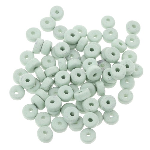 5.3x2.5mm Ceramic Heishi beads - Turquoise Green mat x30