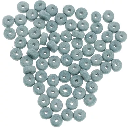 Heishi beads ceramic rondelles 5.3x2.5 mm - Blue gray mat x30