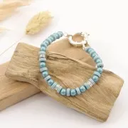 Heishi beads ceramic rondelles 5.3x2.5 mm - Blue gray mat x30