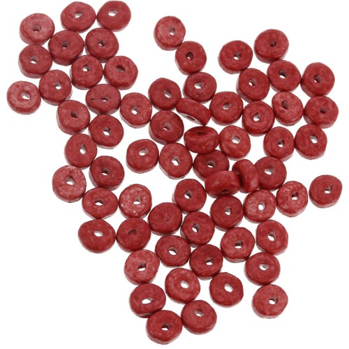 5.3x2.5mm Ceramic Heishi beads - Red mat x30