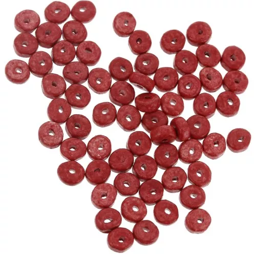 Heishi ceramic rondelle beads 5.3x2.5 mm - Red mat x30