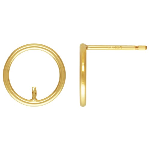 10mm Gold Filled Circle earstuds for half-Drilled bead x2