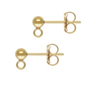 3mm Gold-filled Ball earstuds with ring x20|raw }}