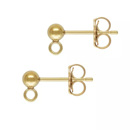3mm Gold-filled Ball earstuds with ring x20