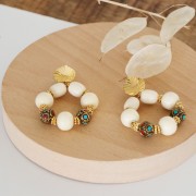 9x11mm Tibetan ethnic rondelle bead - Red - Turquoise x1