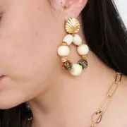 9x11mm Tibetan ethnic rondelle bead - Red - Turquoise x1