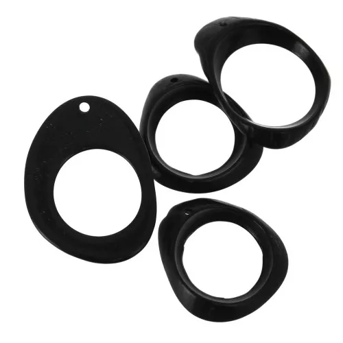 24x22mm Irregular oval hollowed out pendants in Tagua - Black x4