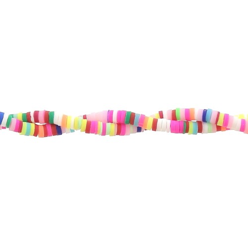 Heishi beads polymer clay rondelles 3.6x1 mm Multicolor Bright x45 cm