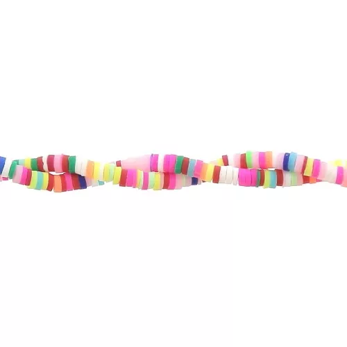 Heishi beads polymer clay rondelles 3.6x1 mm Multicolor Bright x45 cm