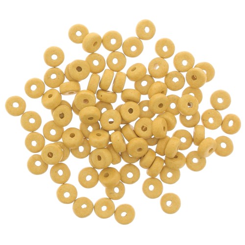 Heishi ceramic rondelle beads 5.3x2.5 mm - Mat yellow x30