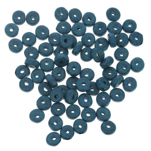 Heishi beads ceramic rondelles 5.3x2.5 mm - Duck blue mat x30