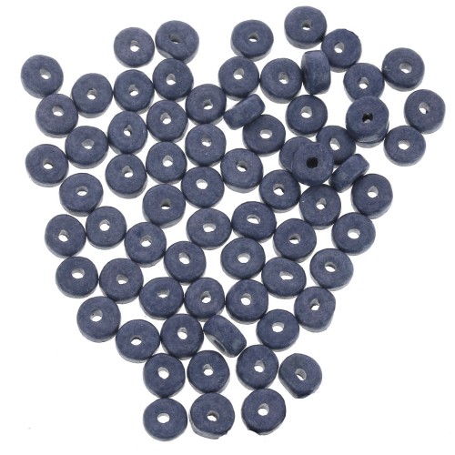 Heishi ceramic rondelle beads 5.3x2.5 mm - Navy blue mat x30