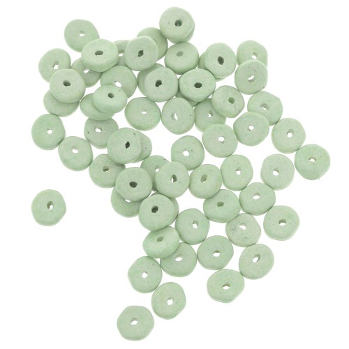 6.5x2.3mm Ceramic Heishi beads - Light Mint mat x30