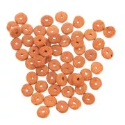 Heishi ceramic rondelle beads 6.5x2.3 mm - Orange mat x30