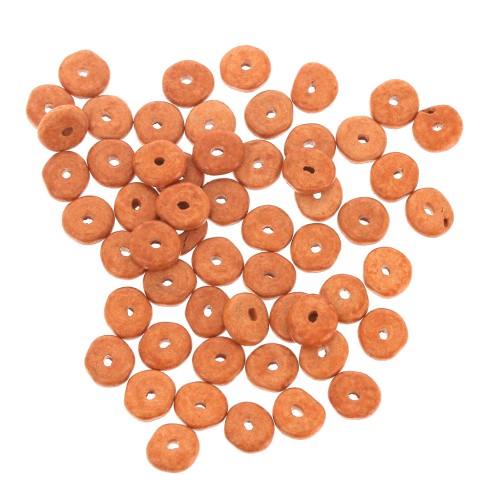 Heishi ceramic rondelle beads 6.5x2.3 mm - Orange mat x30